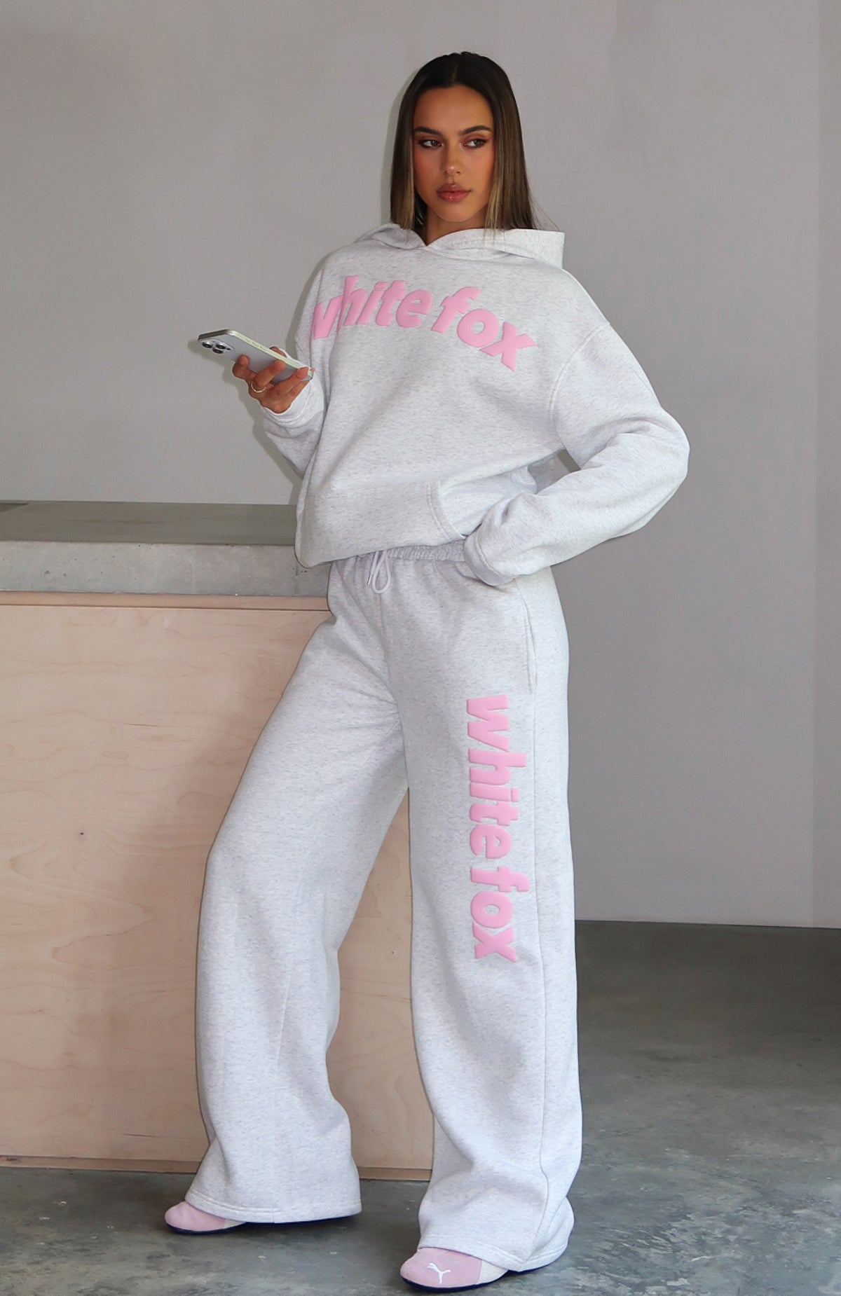From The Archives Kenzie Wide Leg Sweatpants Grey Marle